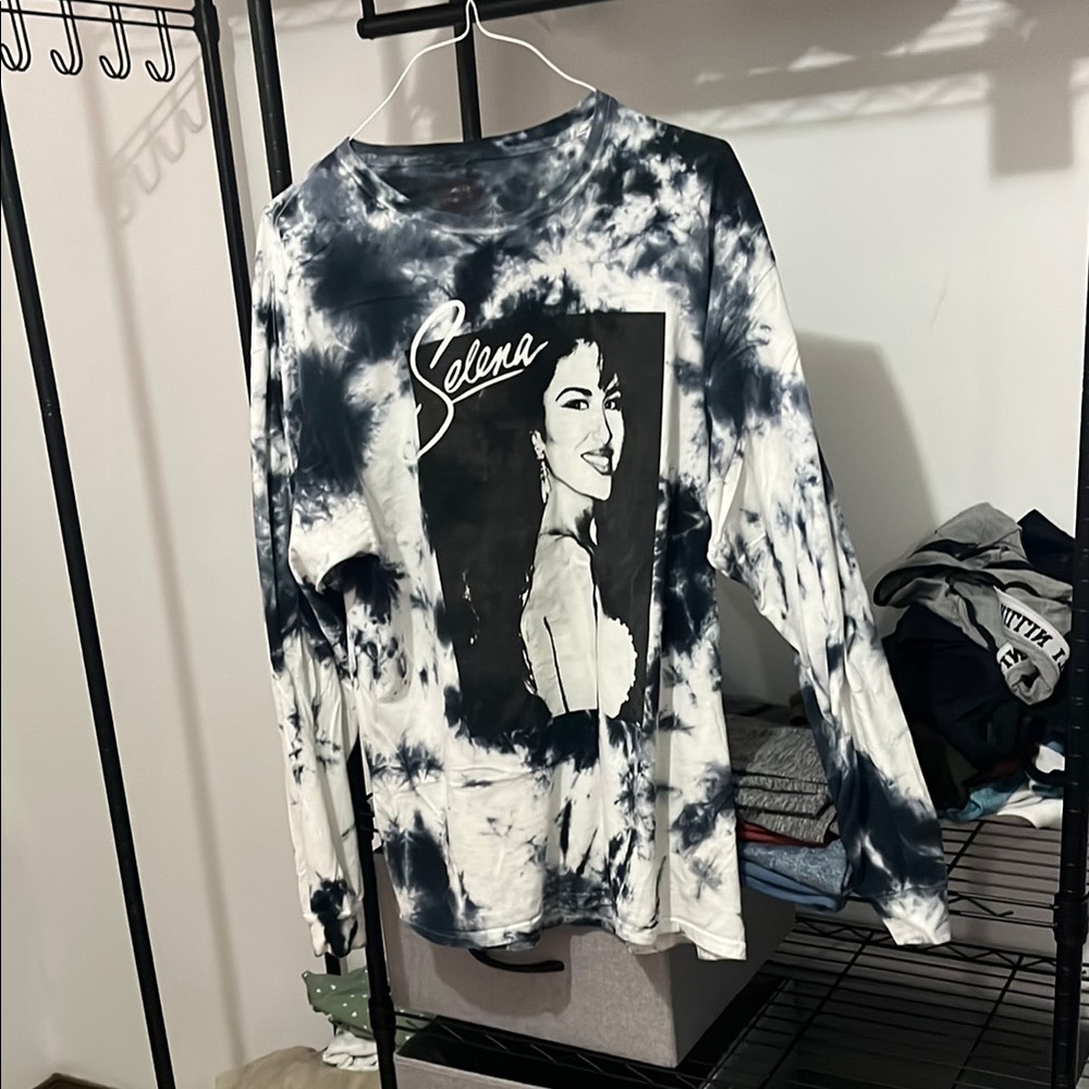 Selena Black and White Tie-Dye Women's Top